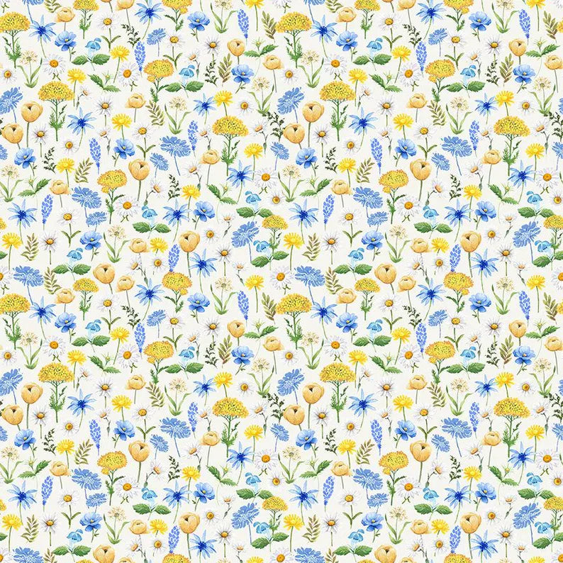 Bee & Bee Kind - Mini Floral Cream Yardage - Timeless Treasures - 1/2 YARD