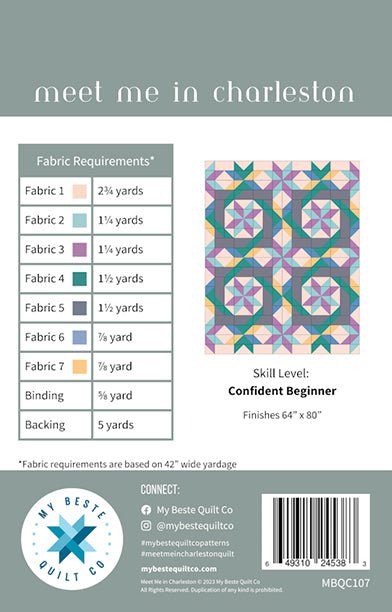 Meet Me in Charleston by Renee Den Beste Quilt Co for My Bestie Quilt Co