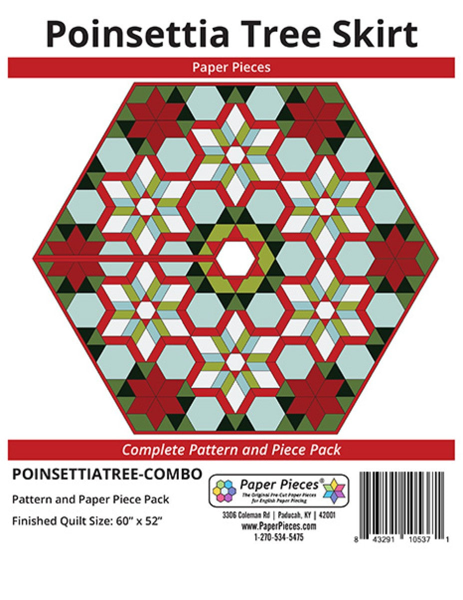 Poinsettia Tree Skirt Complete Pattern & Paper Piece Pack