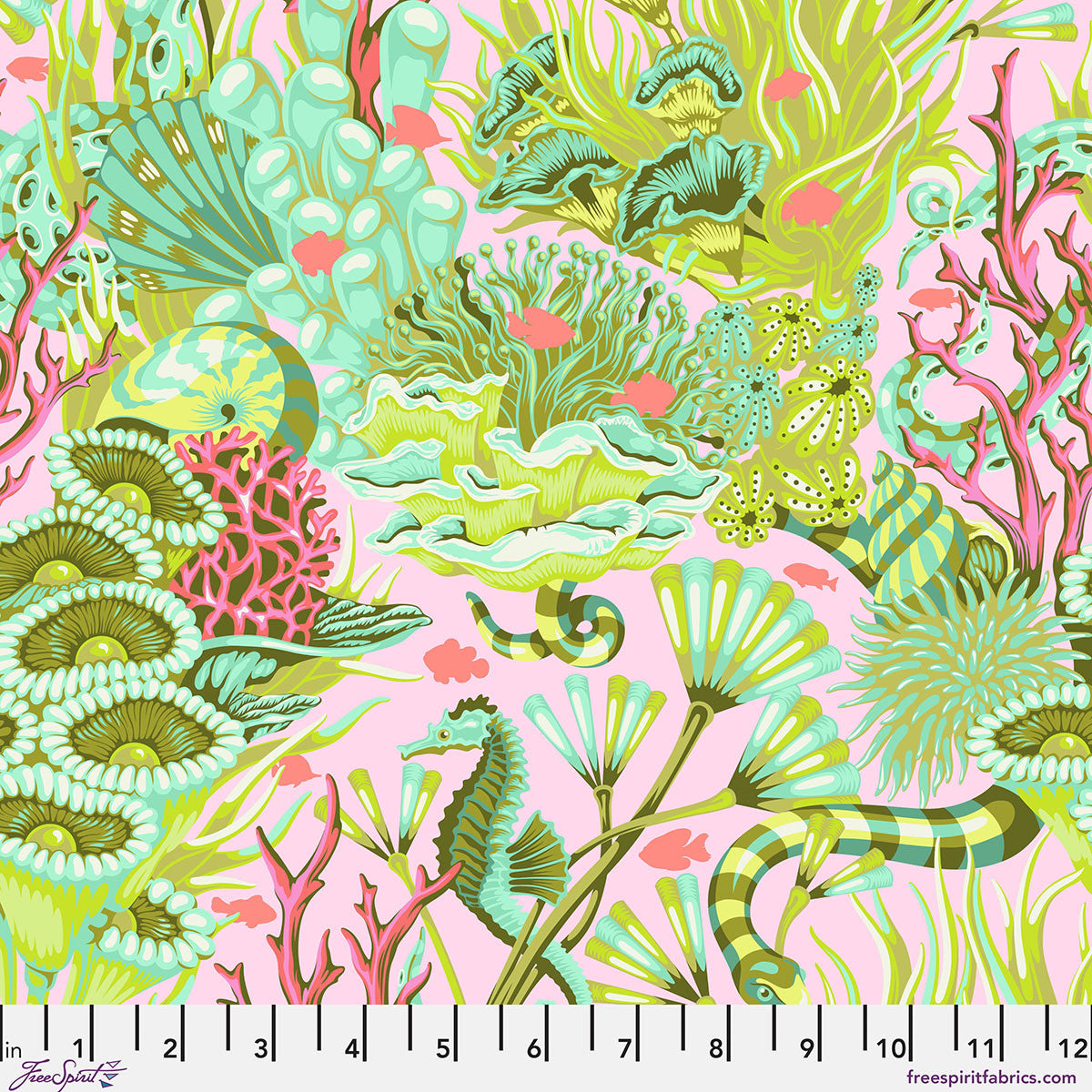 Floral Reef Reef What You Sew Coralline by Tula Pink fabric