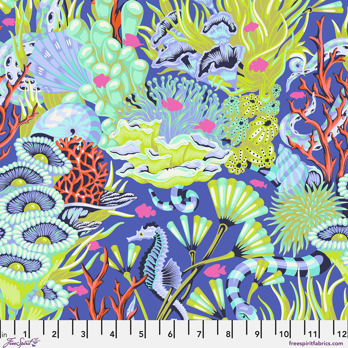 Floral Reef Reef What You Sew Marine by Tula Pink fabric