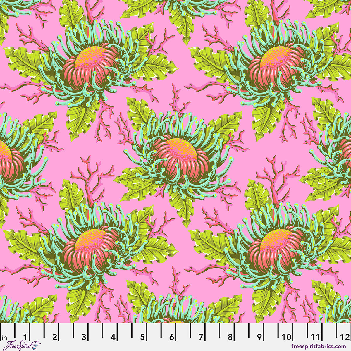 Floral Reef Friends & Anemones Coralline by Tula Pink fabric