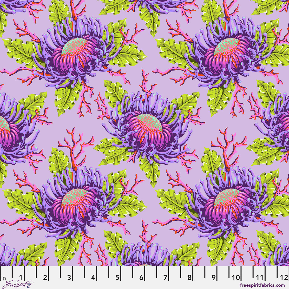 Floral Reef Friends & Anemones Ultraviolet by Tula Pink fabric