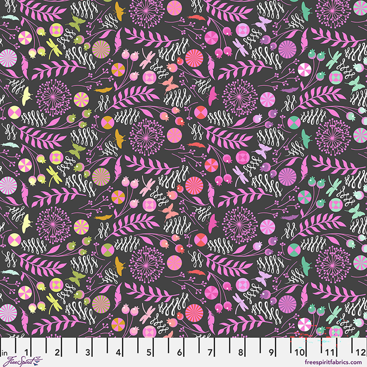Tula Pink Prince Charming Déjà Vu Fabric – Dandelion - Licorice
