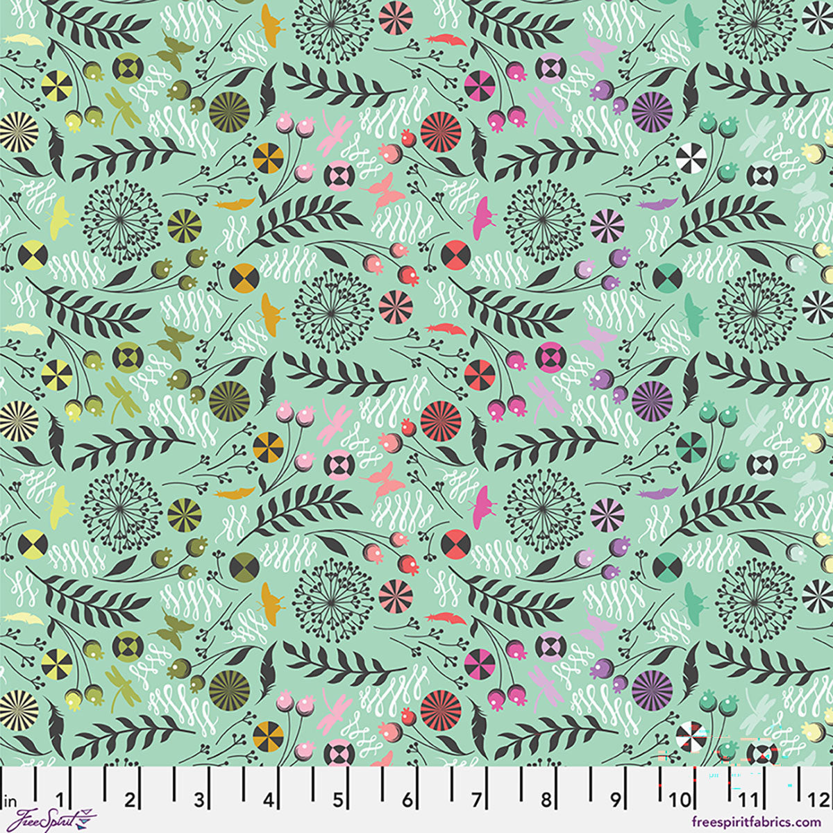 Tula Pink Prince Charming Déjà Vu Fabric – Dandelion - Sweetmint