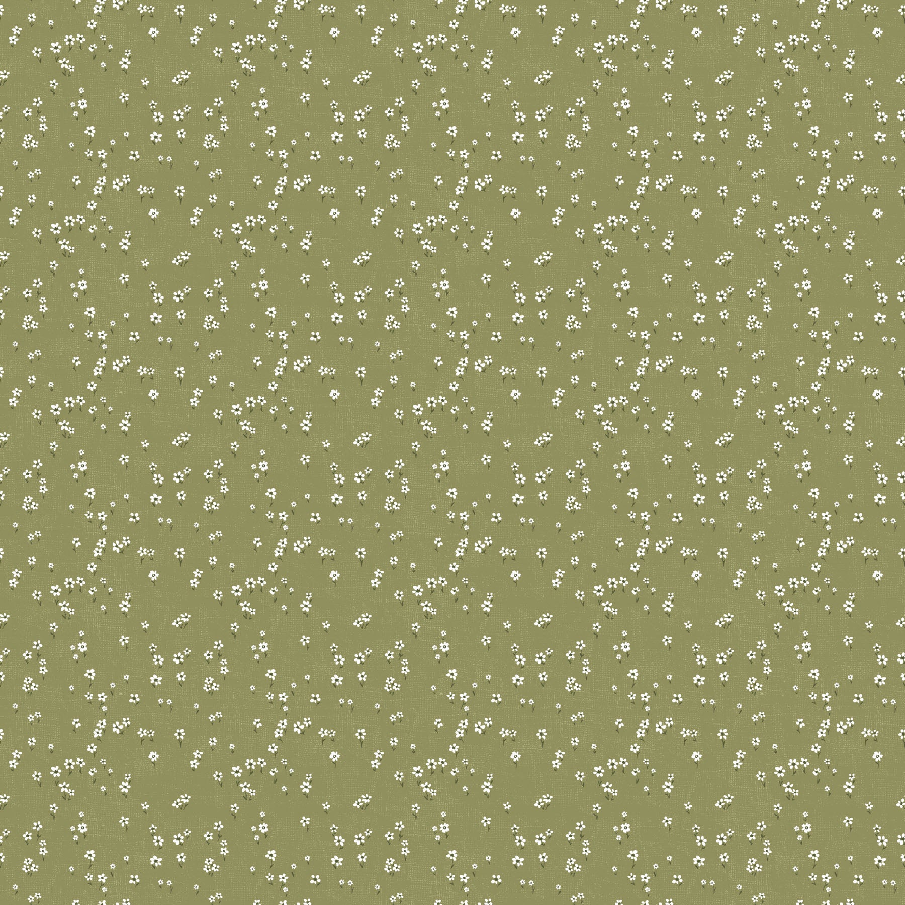 Humblebee Green Daises Recycled Cotton Yardage by Aimee Parker for FIGO- 1/2 YARD