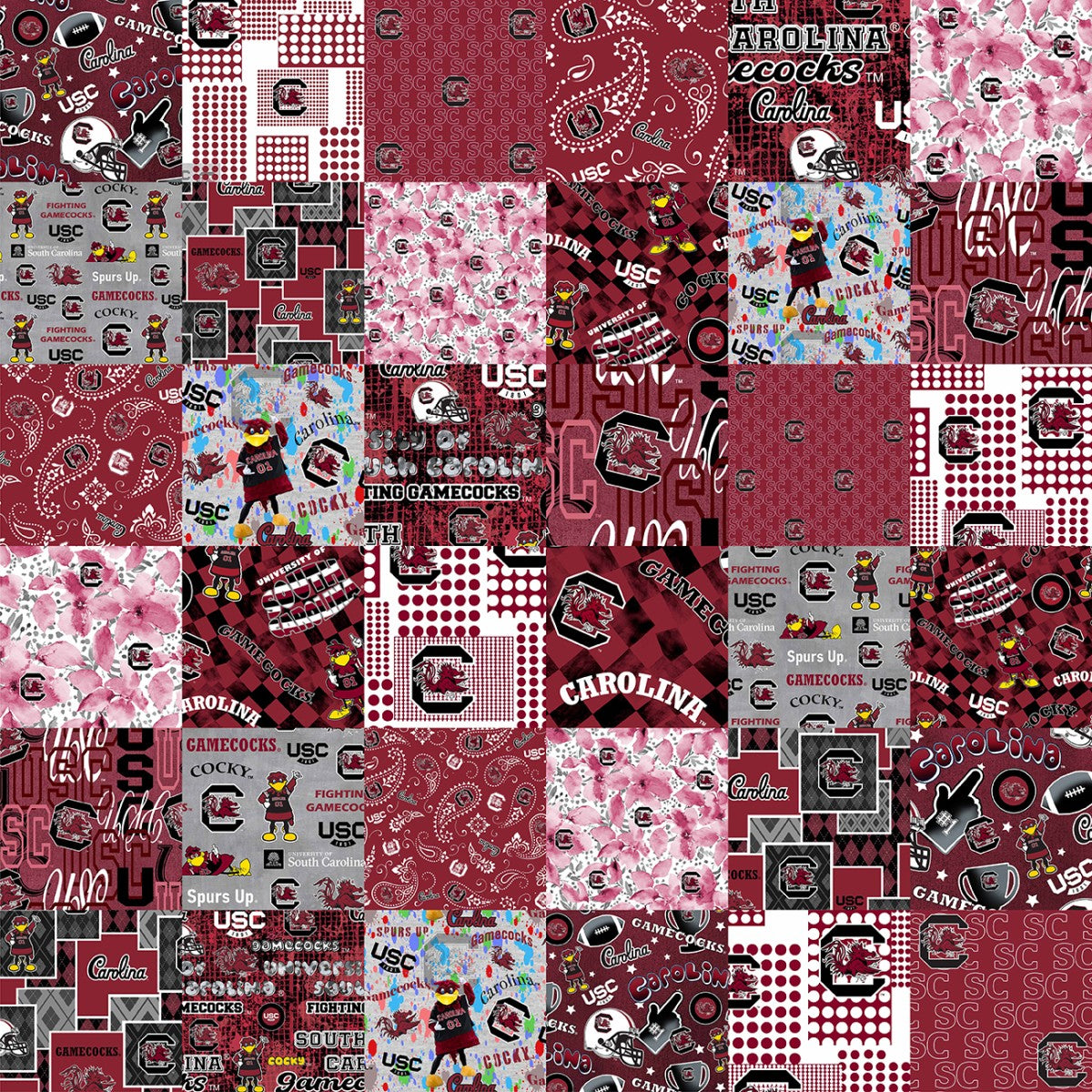 South Carolina Collegiate Cheater Quilt Fabric by Sykel - 1/2 Yard