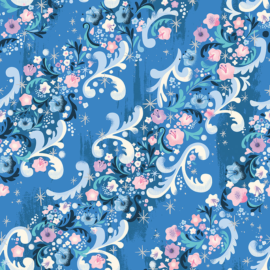 Wishes Cindy's Flowers Blueberry Sparkle by Jill Howarth for Riley Blake Designs - 1/2 Yard - image 2
