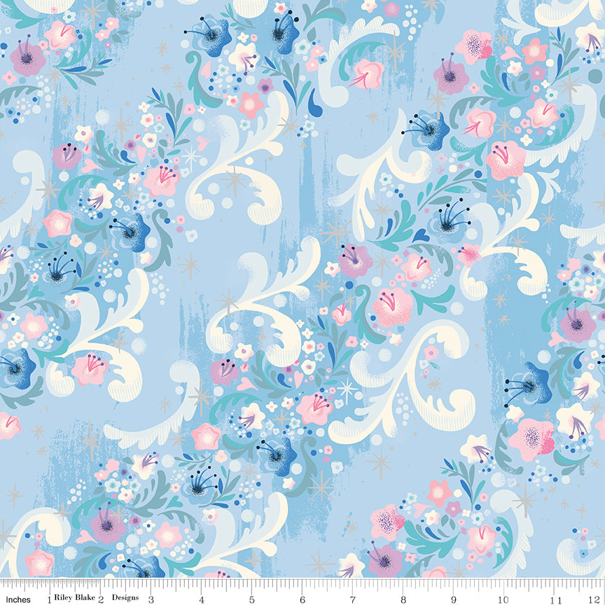 Wishes Cindy's Flowers Frost Sparkle by Jill Howarth for Riley Blake Designs - 1/2 Yard