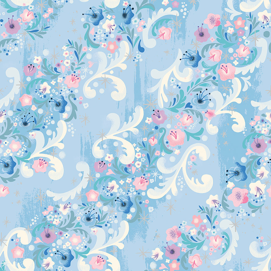 Wishes Cindy's Flowers Frost Sparkle by Jill Howarth for Riley Blake Designs - 1/2 Yard - image 2