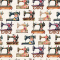 HAPPY PLACE - MADE WITH LOVE  - FLORAL SEWING MACHINES - Timeless Treasures 1/2 Yard