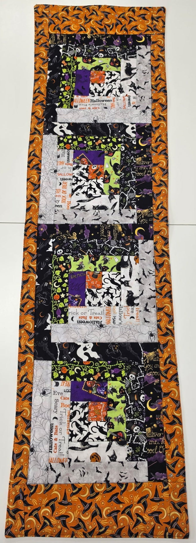 Log Cabin Halloween Runner by Sherry M. 12" x 43.5"