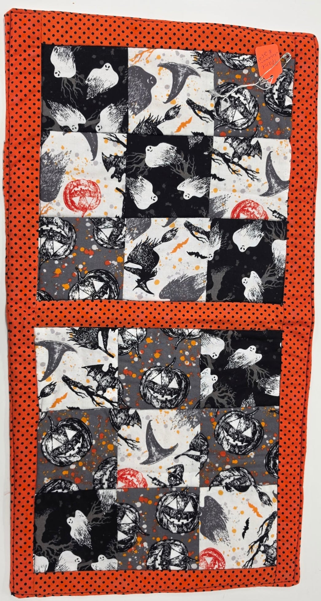 Orange Polka Dot Halloween Runner by Sherry M. 52" X 70"