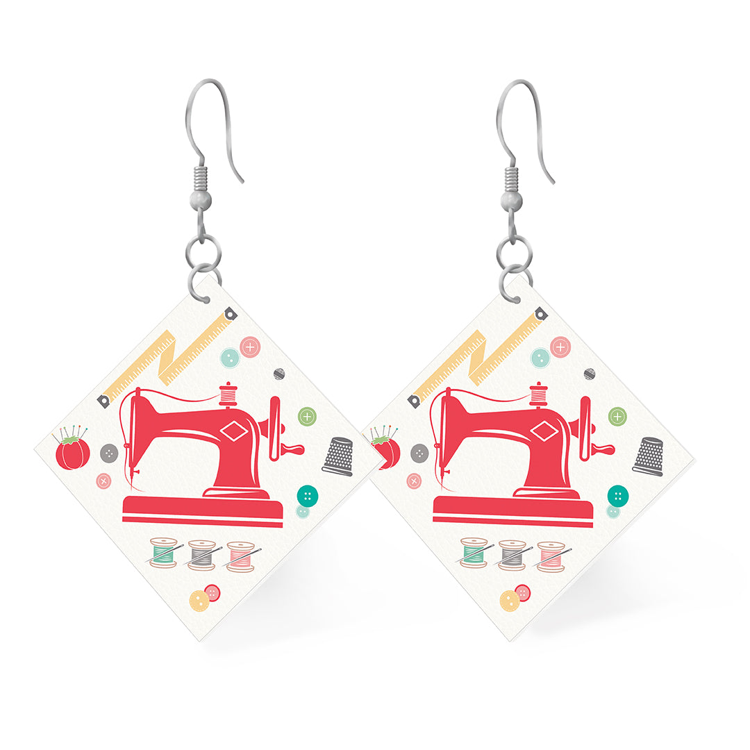 Leather Square Earrings My Happy Place by Lori Holt of Bee in my Bonnet