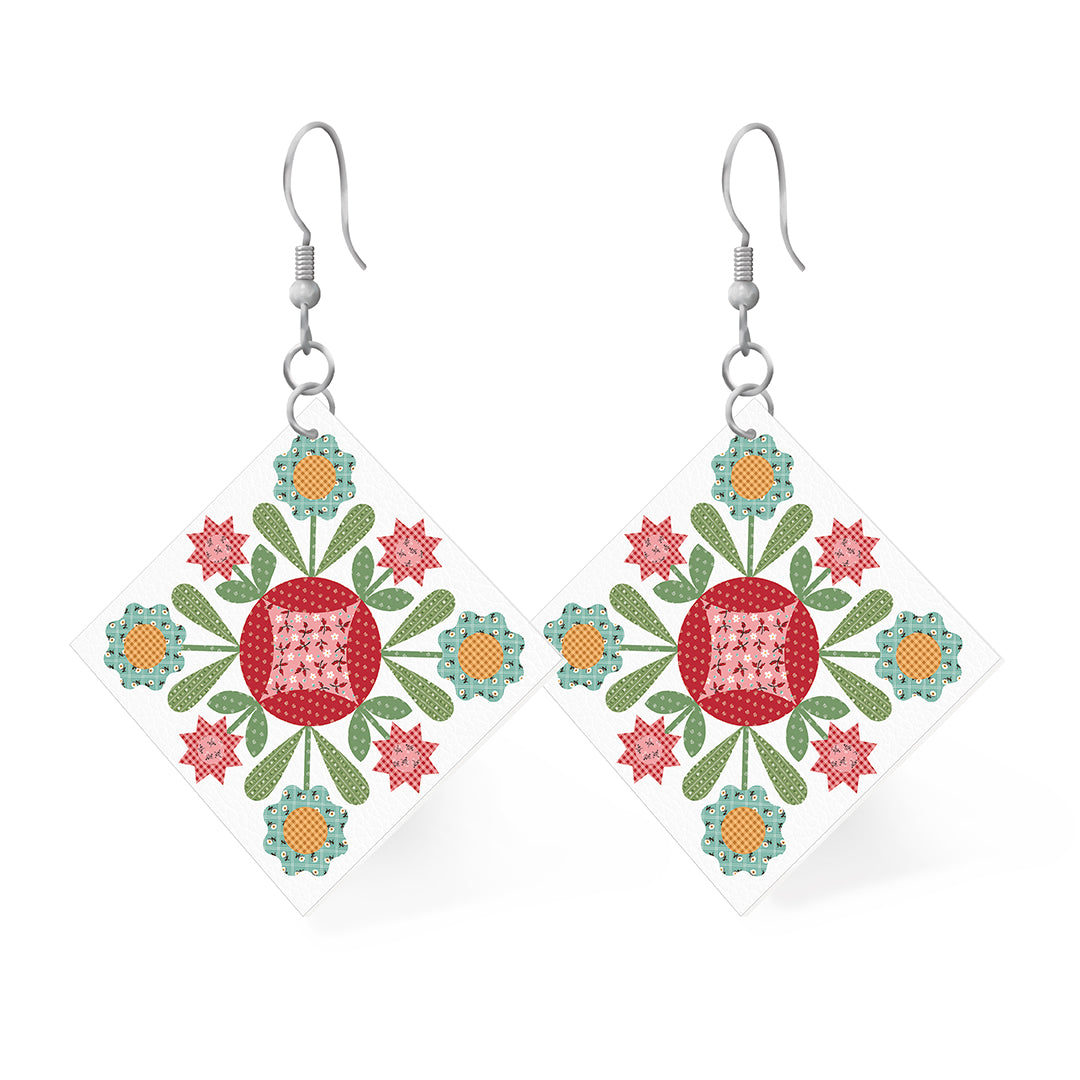 Leather Square Earrings Prairie