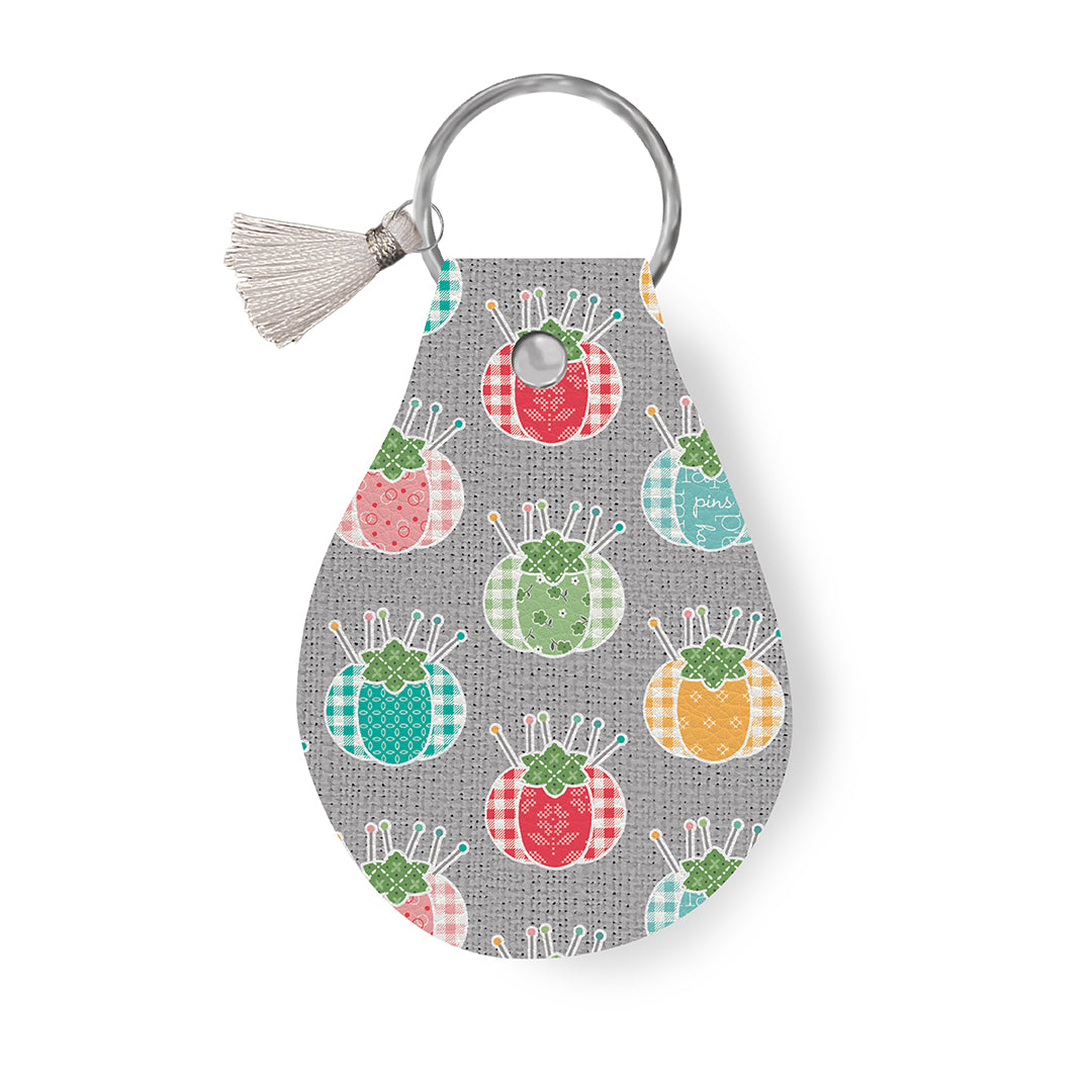 Leather Circle Key Chain My Happy Place Pincushions