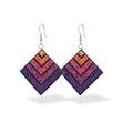 Leather Square Earrings Seaside Sunset