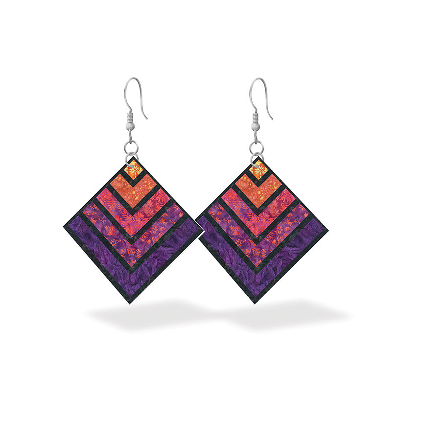 Leather Square Earrings Seaside Sunset