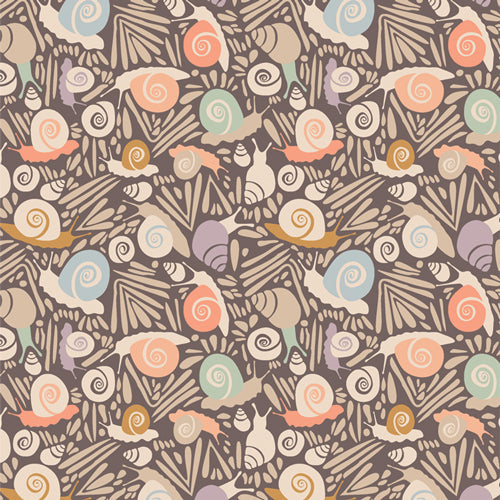 Slow Summer Snails Driftwood quilting cotton fabric