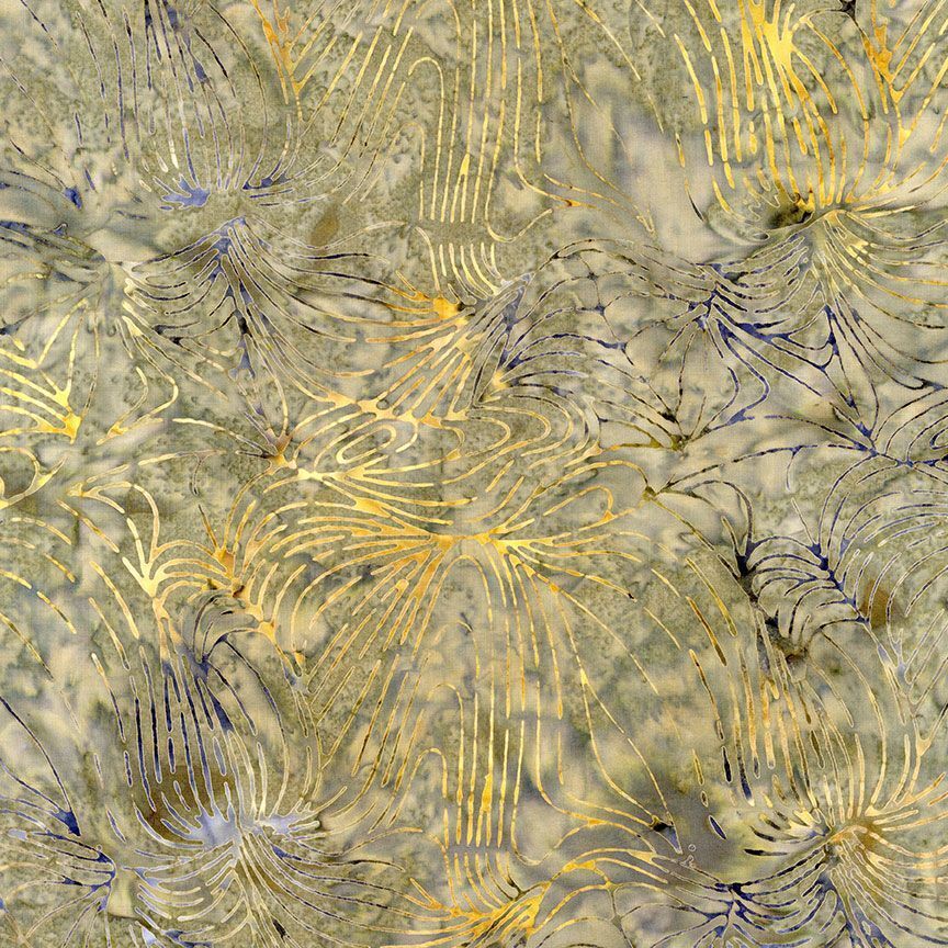 Stormy Sea Lines Palm Leaves - Khaki byTimeless Treasures -1/2 Yard
