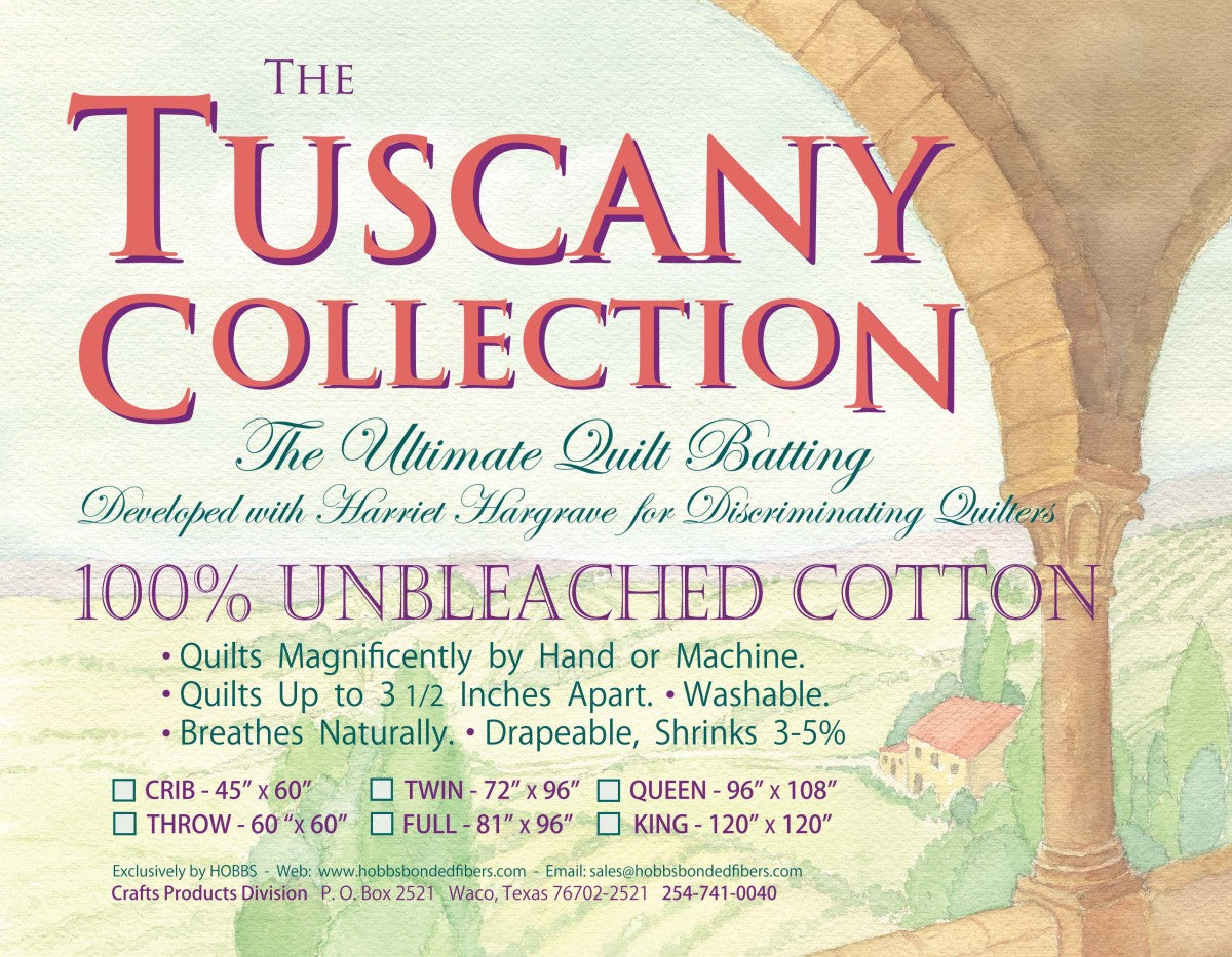 Hobbs Tuscany Unbleached Cotton Batting - Twin 72" x 96"