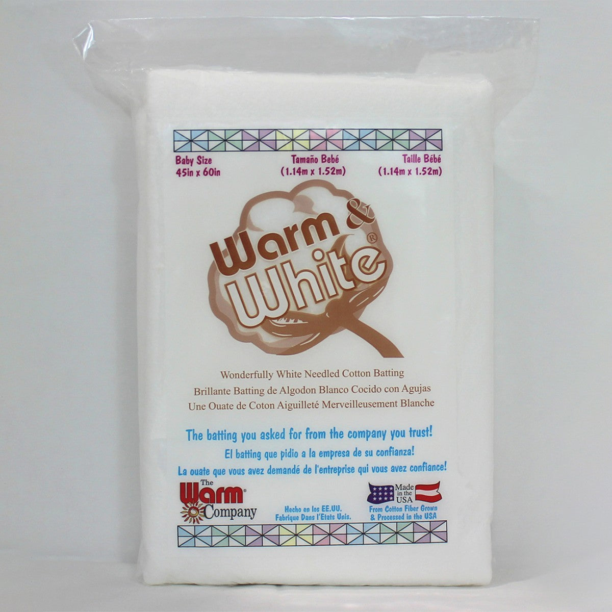 Warm & White Cotton Quilt Batting - Baby 45" x 60"