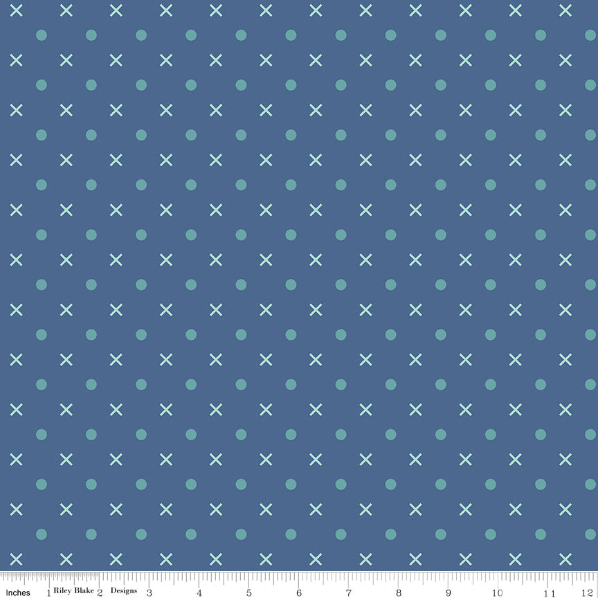 Bee Dots 107/108" Wideback Denim by Riley Blake Designs - 1/2 Yard