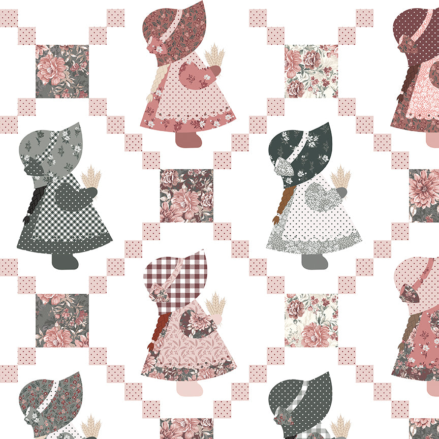 A Walk on the Prairie 107/108" Sunbonnet Sue Wide Back White by Riley Blake Designs - 1/2 Yard - image 2
