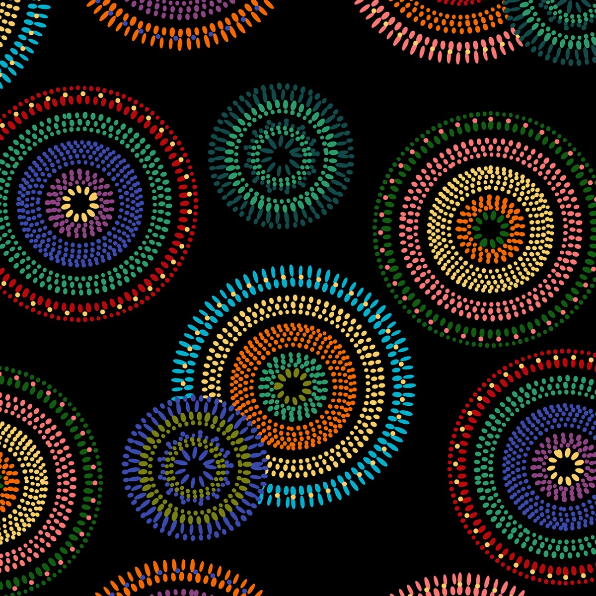Black Winter Fleece Medallion by Windham - 1/2 Yard