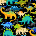 Black Winter Fleece Prehistoric Dino Pack by Windham - 1/2 Yard