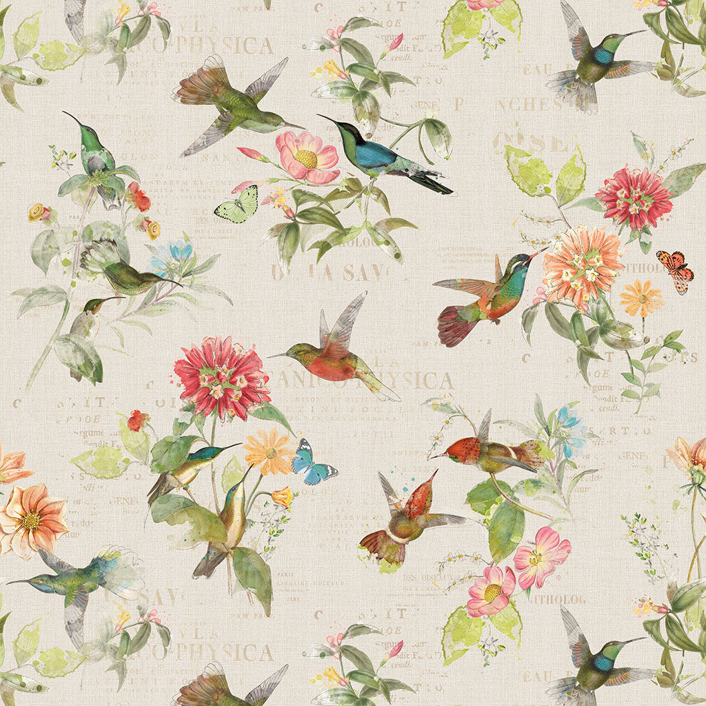 Hummingbird Days Toile by Katie Pertiet from Clothworks - 1/2 Yard