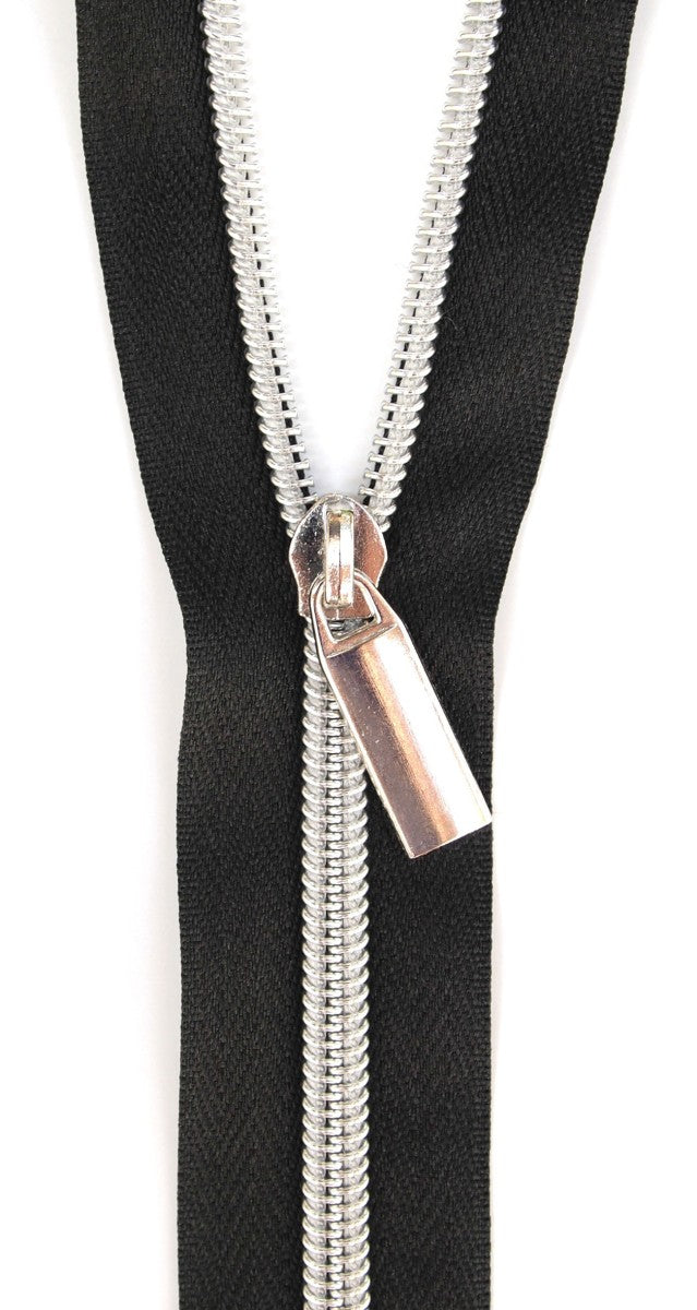 Zipper by the Yard #5 - Black with Nickel