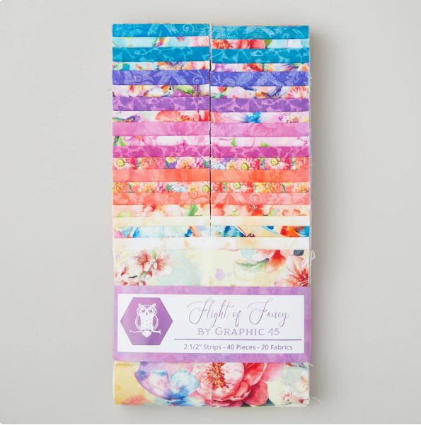 Flight of Fancy by Graphic 45 for White Owl Textiles 2 1/2" Strips 40 pcs