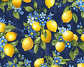 Limoncello Navy Lemon Bouquet for Timeless Treasures - 1/2 YARD