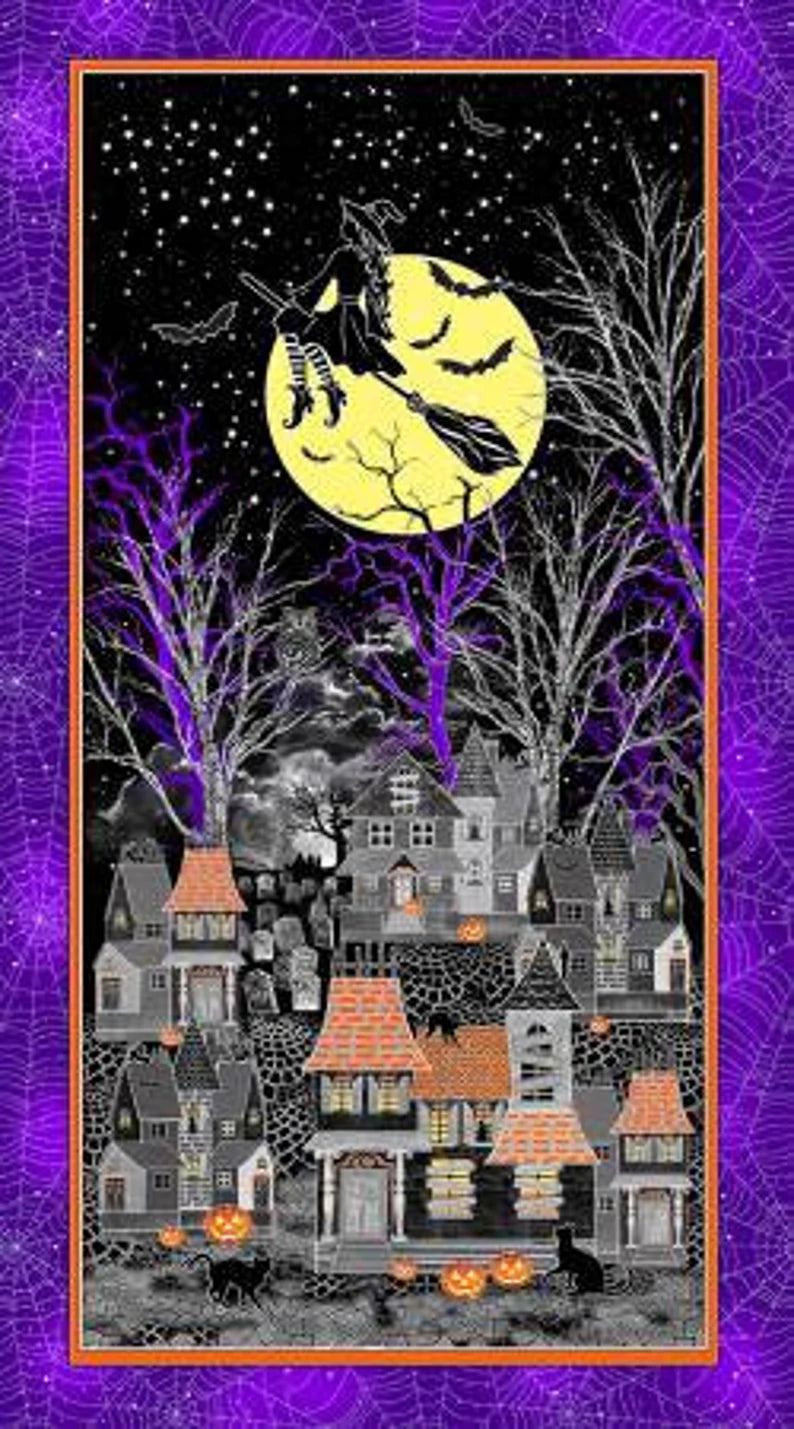 Halloween Spirit - All Hallows' Eve Panel by Greta Lynn for Benartex- 1/2 Yard