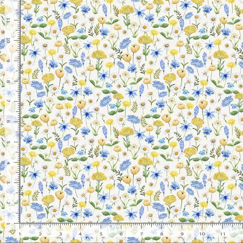 Bee & Bee Kind - Mini Floral Cream Yardage - Timeless Treasures - 1/2 YARD