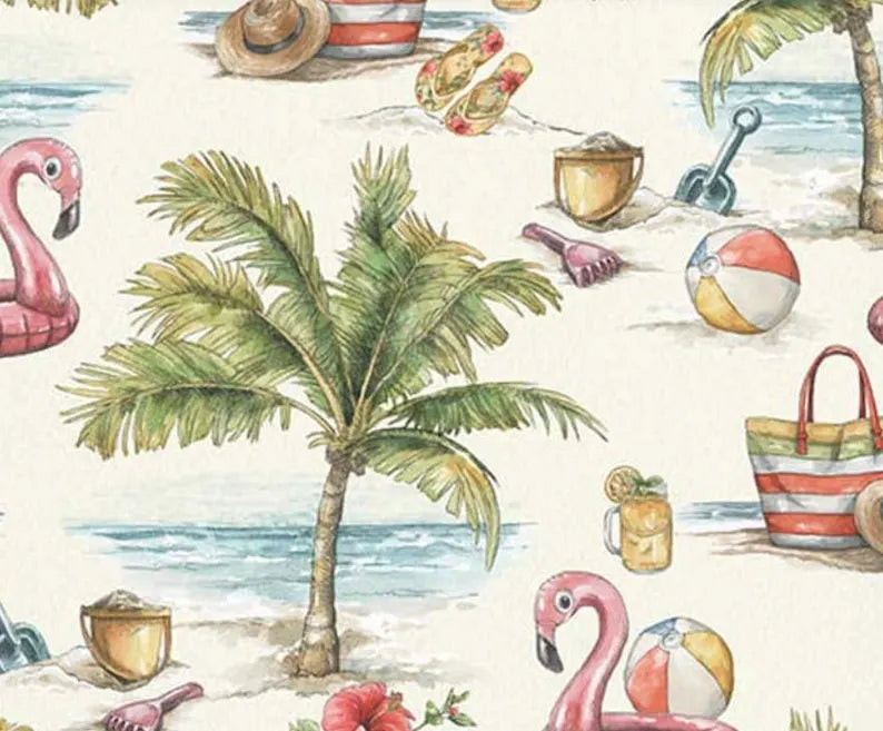 Vintage Summer Scenic Beach Ivory for Blank Quilting - 1/2 YARD