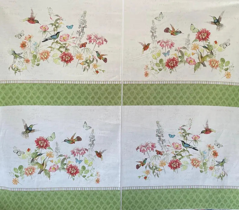 Hummingbird Days -Fat Quarter Panel by Katie Pertiet from Clothworks 1/2 Yard