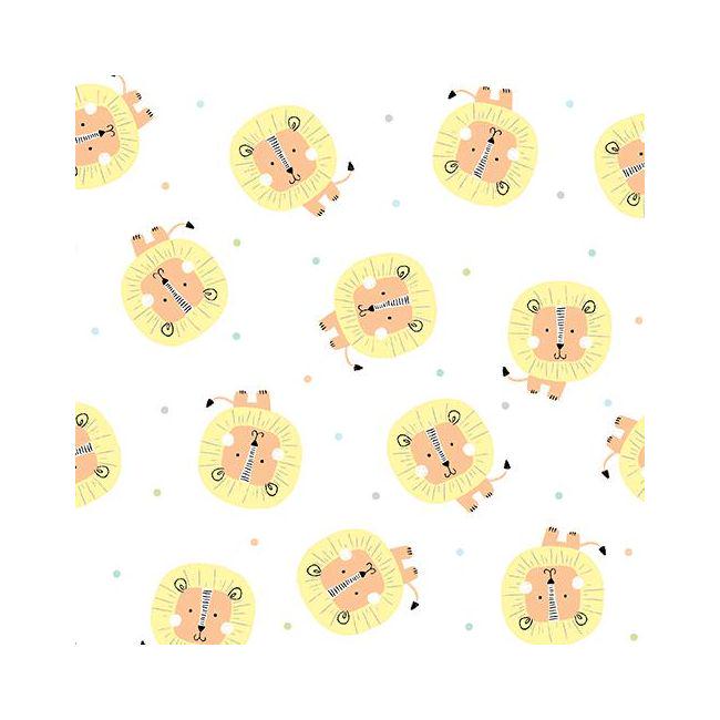 Jungle Jamboree White Little Lions - Greta Lynn for KANVAS Fat Quarter 18"X21"