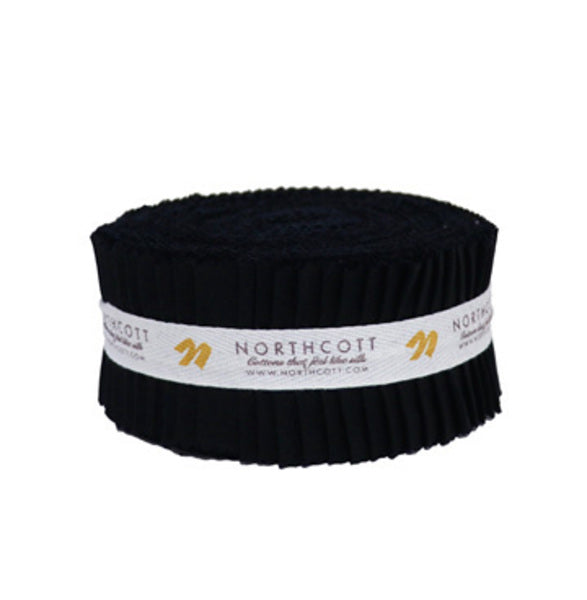 Colorworks Premium Solids Black 2.5" Strip Roll - 40 Pieces by Northcott
