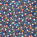 Timeless Treasures - Tossed Woodland Gnomes Navy - 1/2 Yard