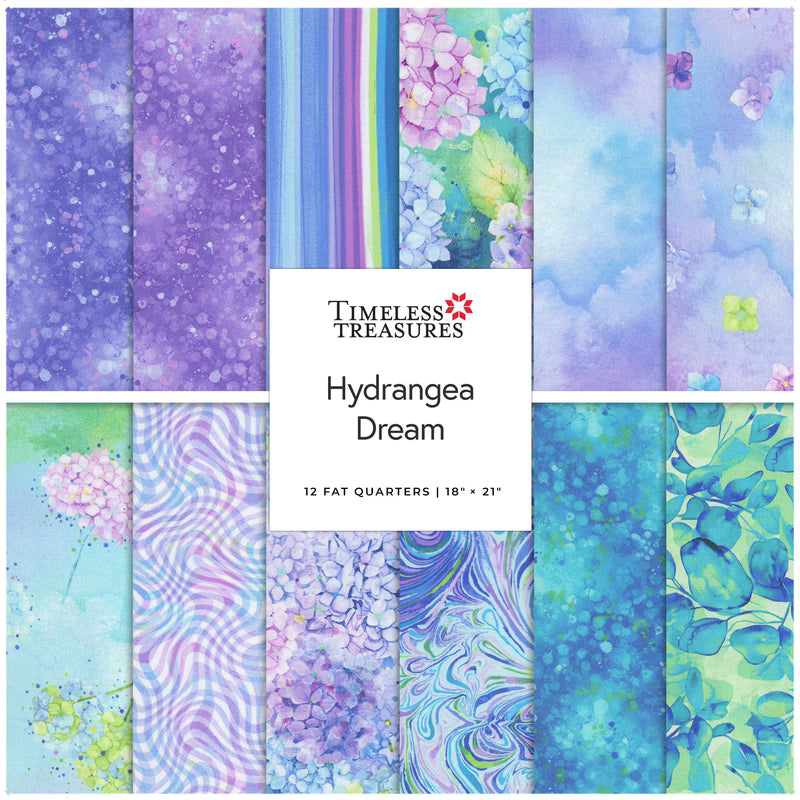 Timeless Treasures Hydrangea Dream 12 Piece Fat Quarter Bundle