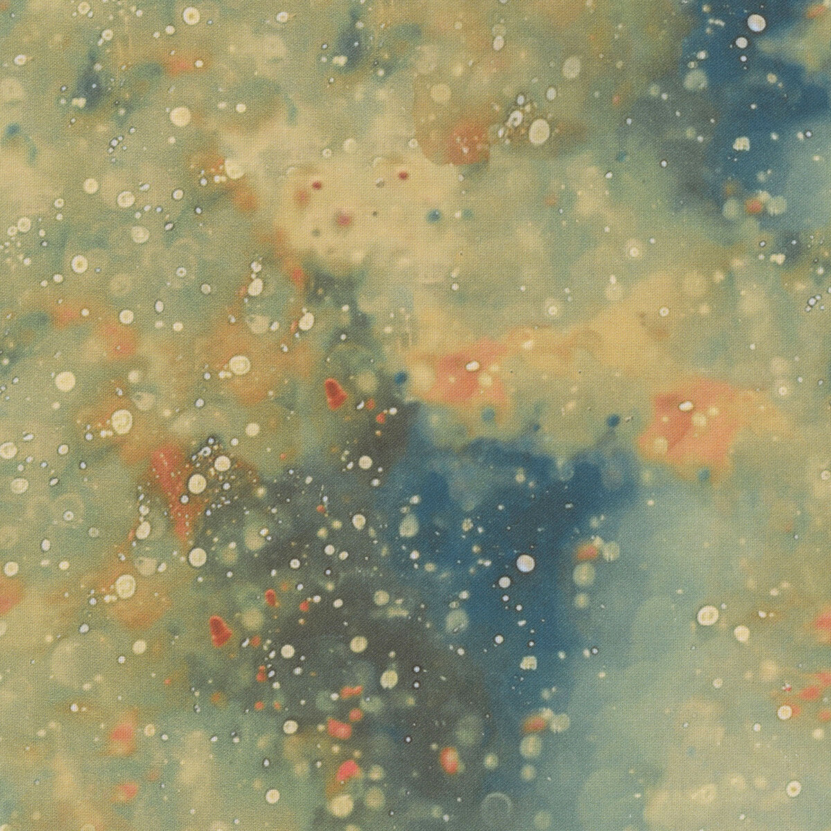 Earth-tone Lumiere texture fabric with blue, taupe, clay, and delicate speckles.