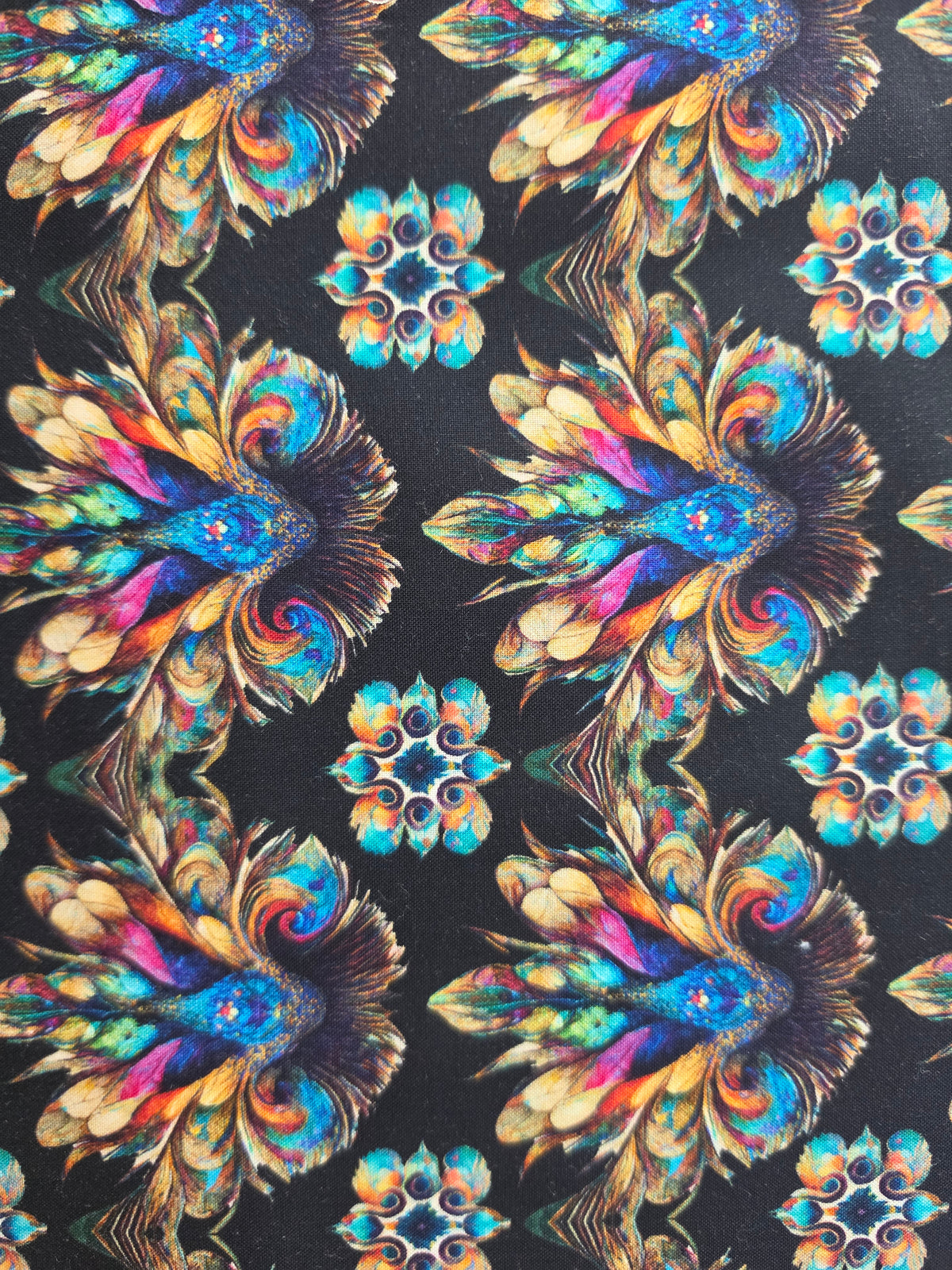 Mystic Owls -Black -1/2 Yard