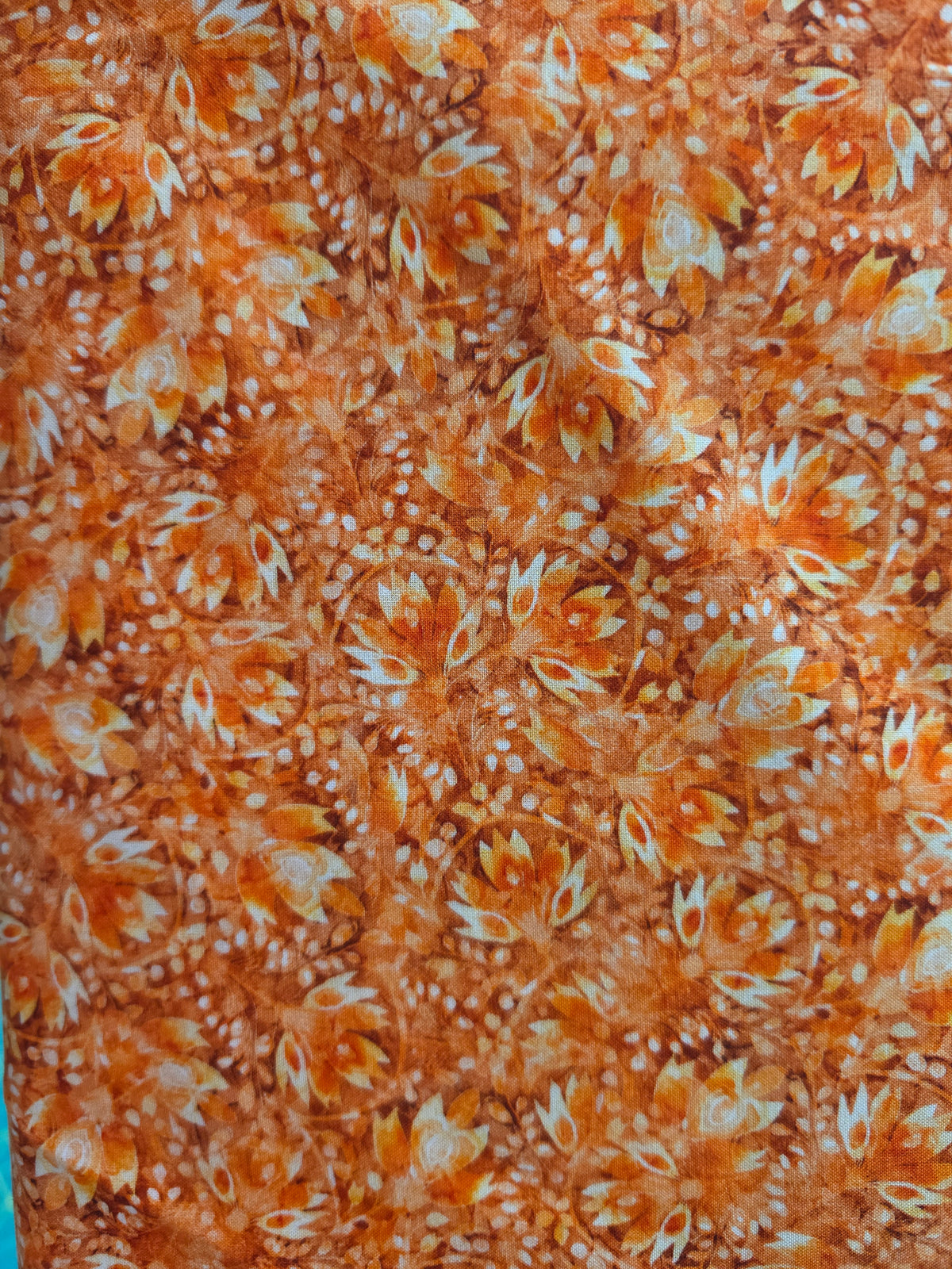 Midnight Blooms Floral Toss Orange -1/2 Yard
