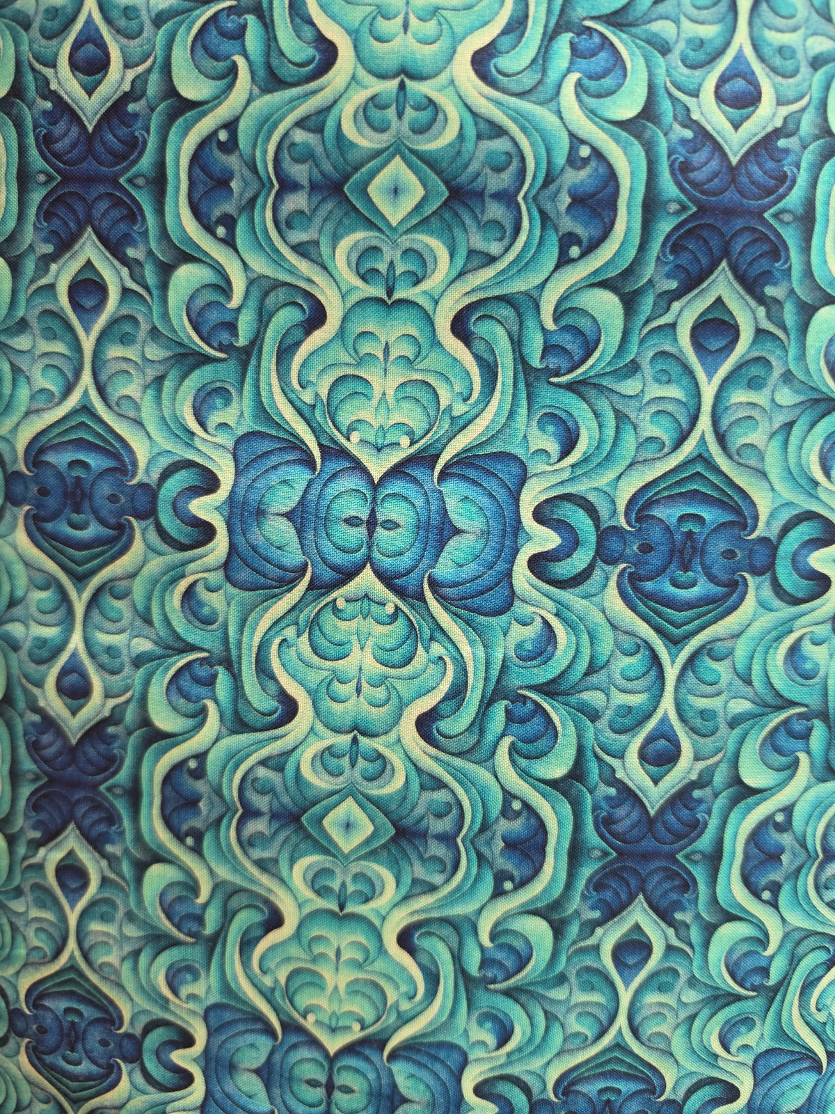 Endless Blues Geo Medallion Aqua -1/2 Yard