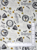Bee Hive and Sunflower Phrases Gray White