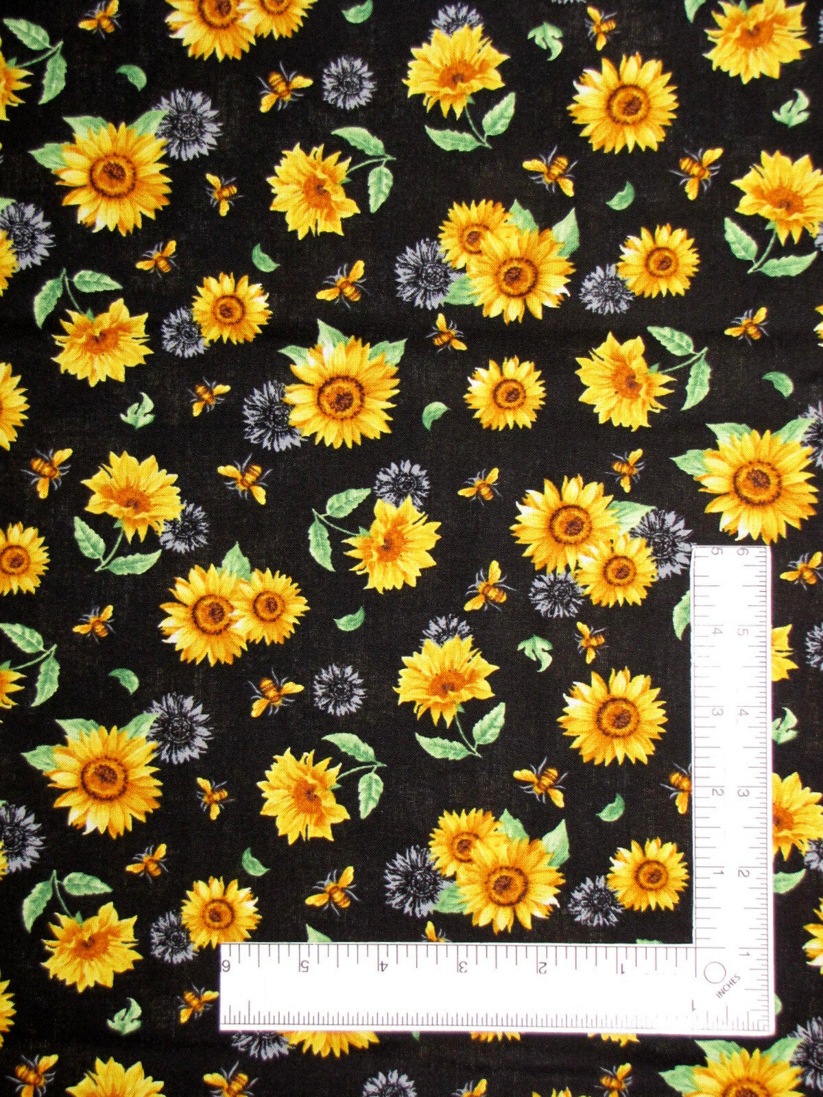 Sunflowers and Bees Black