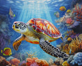 Underwater Beauty Sea Turtle Coral Panel 35in