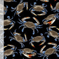 Nautical Beach Blue Crab Toss Black for Timeless Treasures - 1/2 YARD